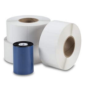 Die Cut Thermal Transfer Labels 3 in x 25 in 3 rolls with 1 ribbon
