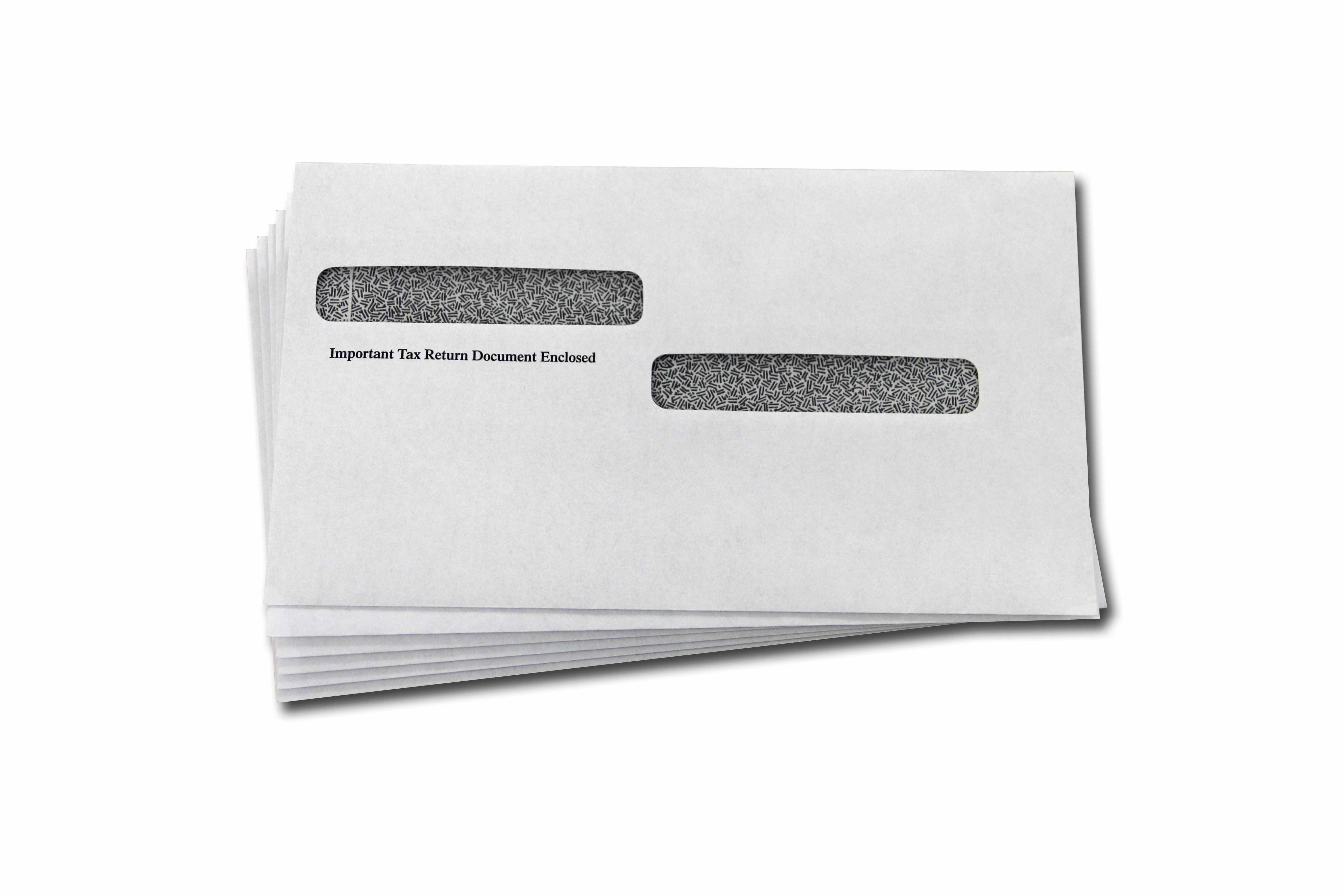 5.625 x 9.5, Side by Side Window, Gummed, White W-2 Envelopes with Tint